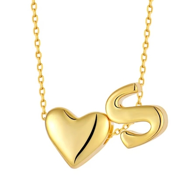 YASVITTI جواهرات شخصی اولی نامه عاشقانه طلایی S Pendant 925 Sterling Silver Heart