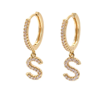 موشن استودیوم استرلینگ نقره ای گوشواره های ابتدایی شخصی سازی جواهرات 18K طلای پوشانده گوشواره نامه های مد