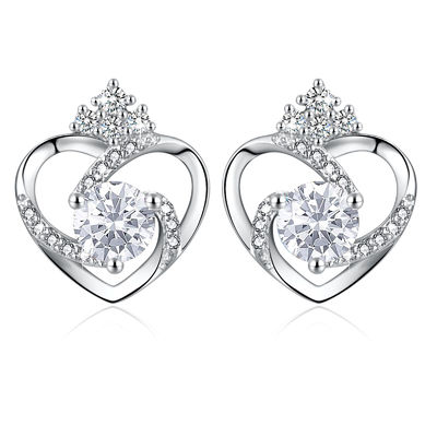 گوشواره قلبی نقره ای 11x9.5mm 1.5 گرم 3A Silver Heart Studs SGS