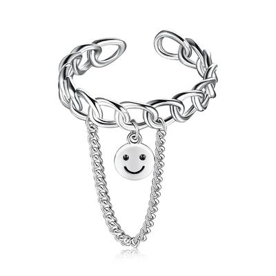 0.08CM 1.7g انگشتر طلا و جواهر و جواهرات یکنواخت جشنواره Unisex Smiling Face حلقه