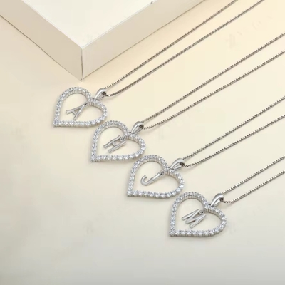 گردنبند جواهرات YASVITTI Fine Jewelry گردنبند 925 Sterling Silver گردنبند شکل قلب با حرف های جذاب A-Z