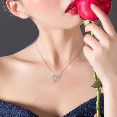 YASVITTI 925 نقره ای زنانه گردنبند &quot;یک تیر از طریق قلب&quot; سنگ زرکون هدیه جشن ولنتاین