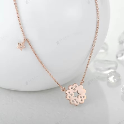 YASVITTI 925 گردنبند نقره ای زنانه ستارگان جذابیت جواهرات ظریف شکل گل 14K گردنبند قلب طلایی گل رز