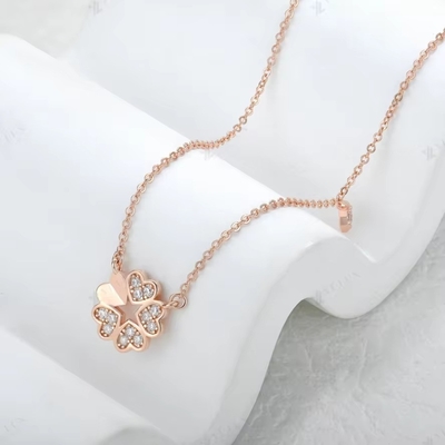 YASVITTI 925 گردنبند نقره ای زنانه ستارگان جذابیت جواهرات ظریف شکل گل 14K گردنبند قلب طلایی گل رز