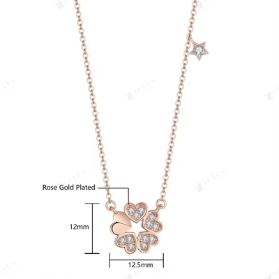 YASVITTI 925 گردنبند نقره ای زنانه ستارگان جذابیت جواهرات ظریف شکل گل 14K گردنبند قلب طلایی گل رز