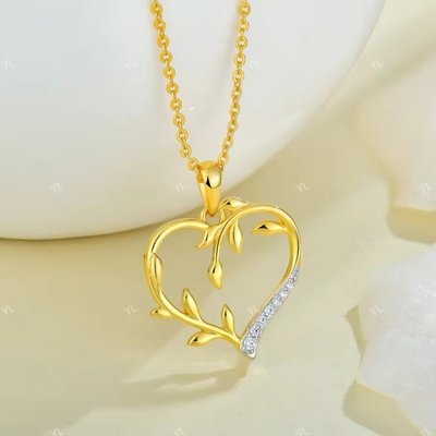 YASVITTI سفارشی 18K Gold Plating Heart Leaf Pendant گردنبند 925 نقره جواهرات زیبا