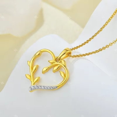 YASVITTI سفارشی 18K Gold Plating Heart Leaf Pendant گردنبند 925 نقره جواهرات زیبا