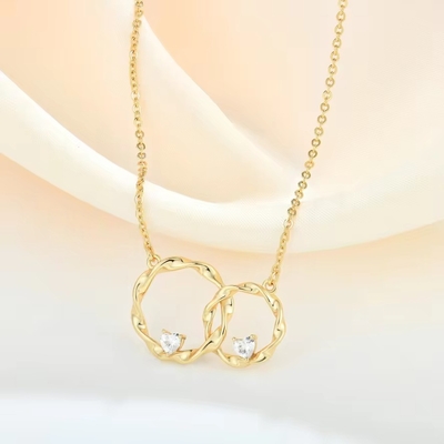 YASVITTI 14K طلایی زرد پوشانده دایره ای دل مکعب زیرکونیا قلاده گردنبند 925 جواهرات نقره ای استرلینگ