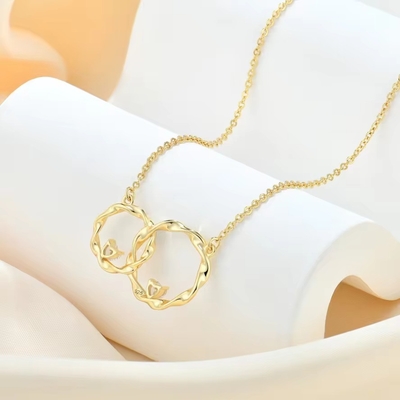 YASVITTI 14K طلایی زرد پوشانده دایره ای دل مکعب زیرکونیا قلاده گردنبند 925 جواهرات نقره ای استرلینگ