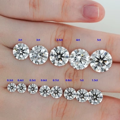 0.5ct 1ct 1.5ct 2ct 3ct سفید موسانیت الماس HPHT CVD لابراتوار الماس رشد
