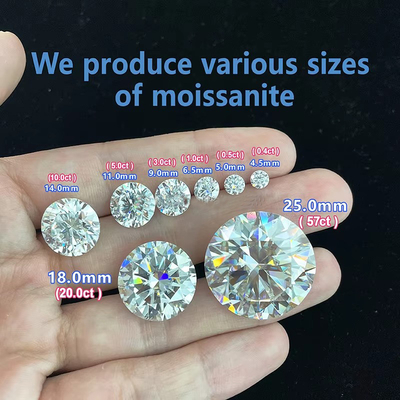 حلقه موسانيت سفيد گسسته الماس 1.0 CT در هر بسته اندازه کوچک گرد موسانيت