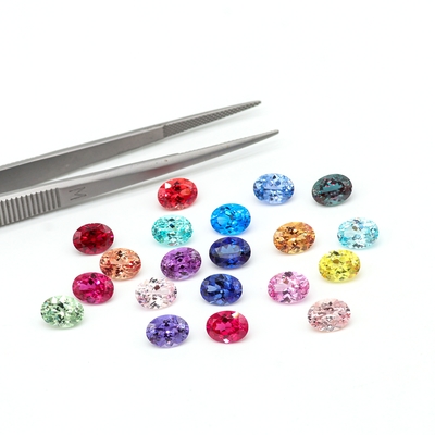 رنگ 6*8mm Oval Cut Lab رشد الماس 22 چند رنگ 1.5ct زعفرون یاقوت زمرد سنگ قیمتی آزاد