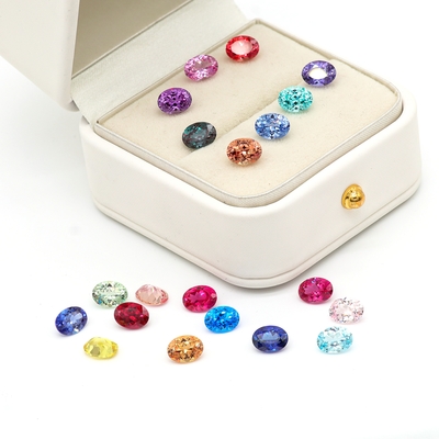 رنگ 6*8mm Oval Cut Lab رشد الماس 22 چند رنگ 1.5ct زعفرون یاقوت زمرد سنگ قیمتی آزاد