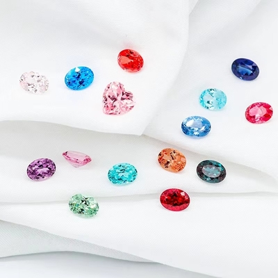 رنگ 6*8mm Oval Cut Lab رشد الماس 22 چند رنگ 1.5ct زعفرون یاقوت زمرد سنگ قیمتی آزاد