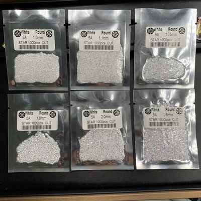 5A کیفیت 1000pcs/Bag 1mm - 3.0mm سنگ سنگ سفید زرکونیا مکعب برای جواهرات