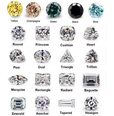 پرنسس سبز زرد گلابی موسانیت سنگ VVS کمد گشاده موزانیت الماس طلایی گل رز حلقه های نامزدی موزانیت