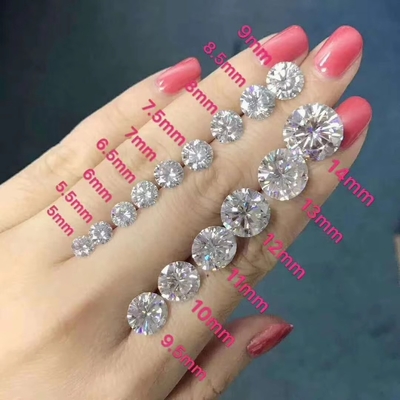 عمده فروشی موسانیت Pass Diamond Test GRA Stones D Color Round Shape Diamond Loose Moissanite گوشواره های حلقه ای موسانیت