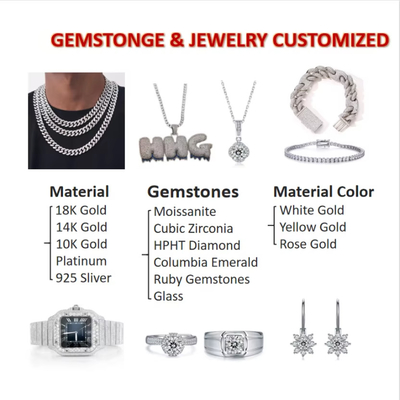 عمده فروشی موسانیت Pass Diamond Test GRA Stones D Color Round Shape Diamond Loose Moissanite گوشواره های حلقه ای موسانیت
