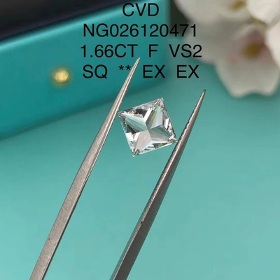 گواهینامه IGI NGIC آزمایشگاه رشد الماس پرنسس مربع برش 1.66ct F VS2 باز Hpht Cvd الماس موسانیت