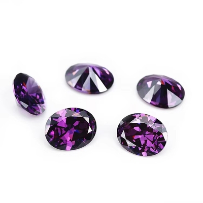 8x6mm سنگ قیمتی آزاد ماشین برش اروپایی آمتیست رنگ شکل بیضوی مصنوعی مکعب زرکونیا سیاه
