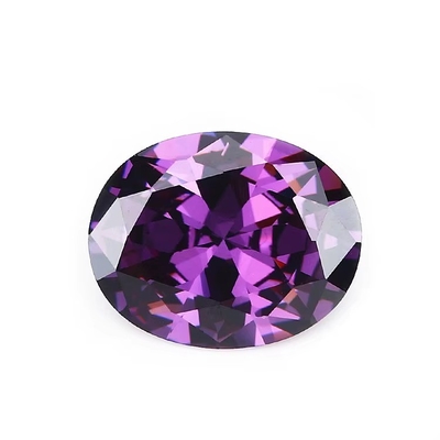 8x6mm سنگ قیمتی آزاد ماشین برش اروپایی آمتیست رنگ شکل بیضوی مصنوعی مکعب زرکونیا سیاه