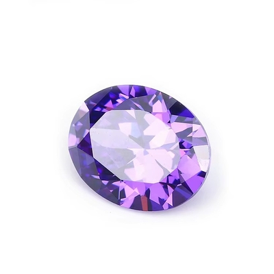 8x6mm سنگ قیمتی آزاد ماشین برش اروپایی آمتیست رنگ شکل بیضوی مصنوعی مکعب زرکونیا سیاه