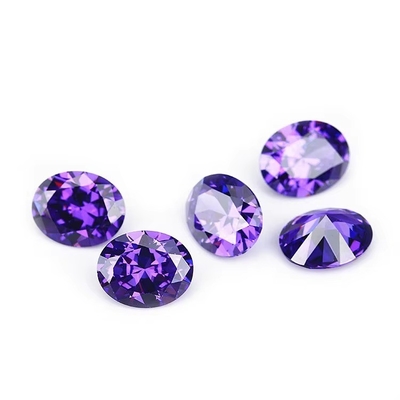 8x6mm سنگ قیمتی آزاد ماشین برش اروپایی آمتیست رنگ شکل بیضوی مصنوعی مکعب زرکونیا سیاه