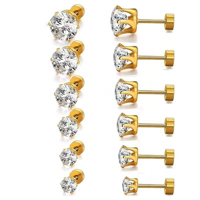 گوشواره های فشن از فولاد تیتانیوم با سوزن خوب گوشواره های فولاد ضد زنگ دور 18k گوشواره های زرکون طلا شده