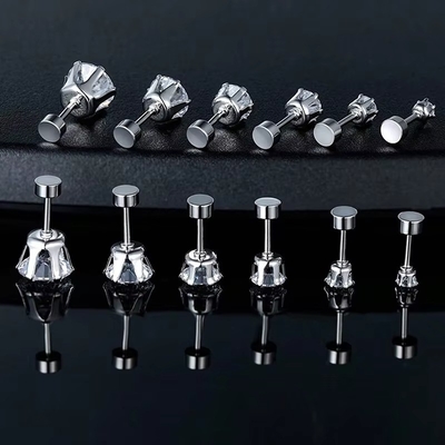 گوشواره های فشن از فولاد تیتانیوم با سوزن خوب گوشواره های فولاد ضد زنگ دور 18k گوشواره های زرکون طلا شده
