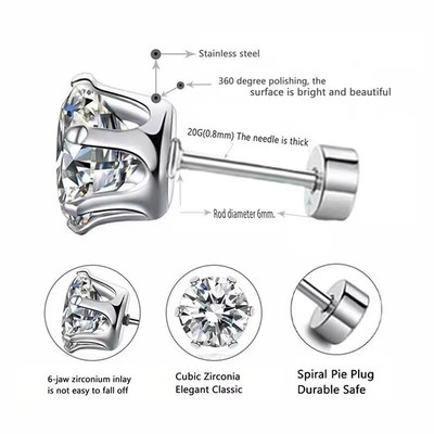 گوشواره های فشن از فولاد تیتانیوم با سوزن خوب گوشواره های فولاد ضد زنگ دور 18k گوشواره های زرکون طلا شده