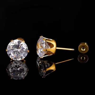 گوشواره های فشن از فولاد تیتانیوم با سوزن خوب گوشواره های فولاد ضد زنگ دور 18k گوشواره های زرکون طلا شده