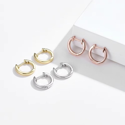 طلای 925 استرلینگ نقره ای مچف ساده گوشواره طلایی Vermeil Hoop Huggie گوشواره های کوچک زنانه جواهرات