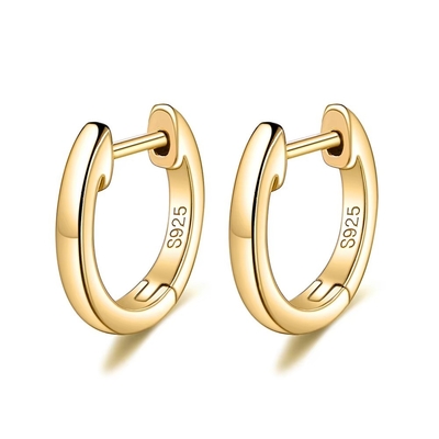 طلای 925 استرلینگ نقره ای مچف ساده گوشواره طلایی Vermeil Hoop Huggie گوشواره های کوچک زنانه جواهرات