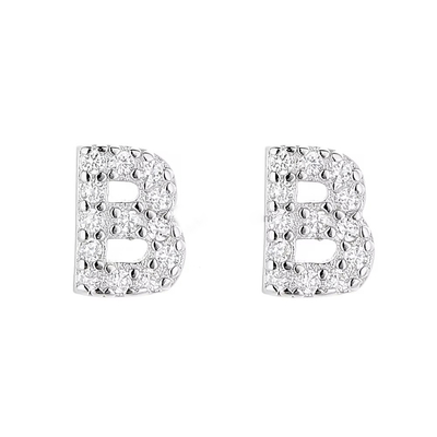 925 استرلینگ نقره ای حرف گوشواره استودیوم ABC جواهرات گوشواره استودیوم رودیوم برای زنان
