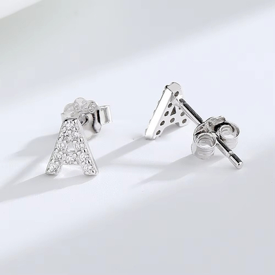 925 استرلینگ نقره ای حرف گوشواره استودیوم ABC جواهرات گوشواره استودیوم رودیوم برای زنان
