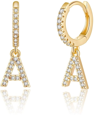 موشن استودیوم استرلینگ نقره ای گوشواره های ابتدایی شخصی سازی جواهرات 18K طلای پوشانده گوشواره نامه های مد