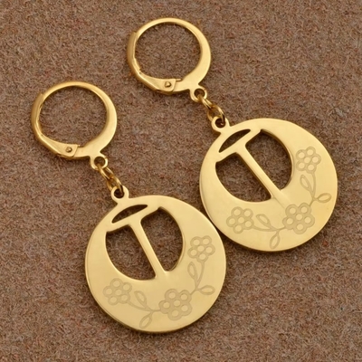 موشن استودیوم استرلینگ نقره ای گوشواره های ابتدایی شخصی سازی جواهرات 18K طلای پوشانده گوشواره نامه های مد