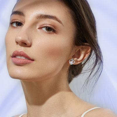 گوشواره قلبی نقره ای 11x9.5mm 1.5 گرم 3A Silver Heart Studs SGS