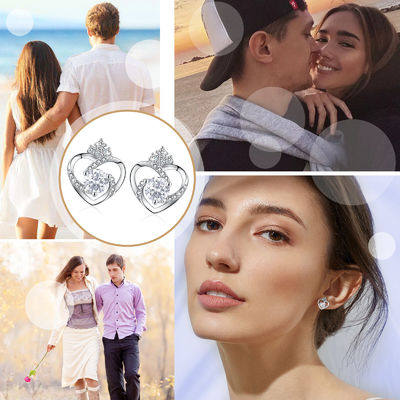 گوشواره قلبی نقره ای 11x9.5mm 1.5 گرم 3A Silver Heart Studs SGS