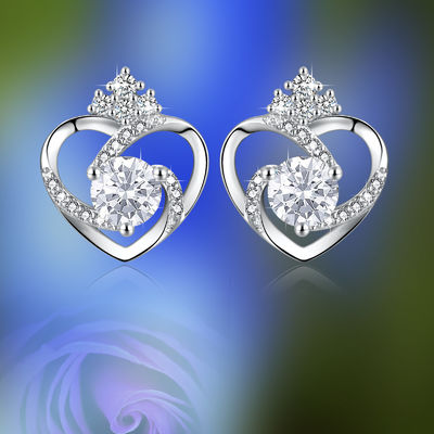 گوشواره قلبی نقره ای 11x9.5mm 1.5 گرم 3A Silver Heart Studs SGS