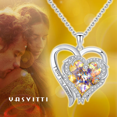گردنبند آویز قلب نقره ای نقره ای 925 گرم شکل 1.23 اینچی SGS