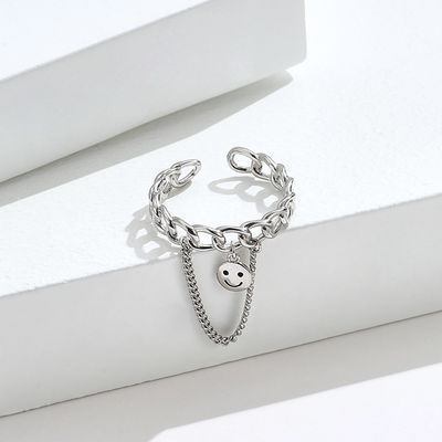 0.08CM 1.7g انگشتر طلا و جواهر و جواهرات یکنواخت جشنواره Unisex Smiling Face حلقه