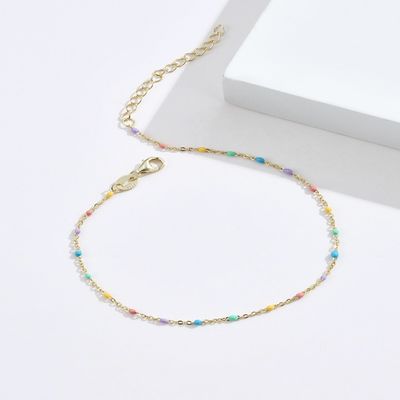 دستبند 21.2 سانتی متر 0.8 گرم نقره رنگین کمان نقره ای Unisex Cubic Zirconia Bracelet S925