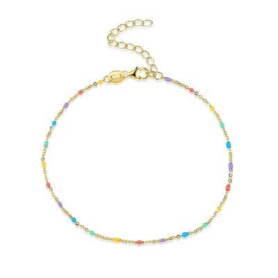 دستبند 21.2 سانتی متر 0.8 گرم نقره رنگین کمان نقره ای Unisex Cubic Zirconia Bracelet S925