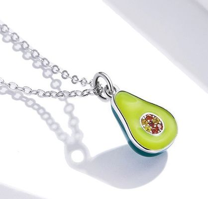 گردنبند طلا و جواهر نقره ای با ابعاد 1.1x0.8cm 5A 17.7 اینچ 2.9 گرم