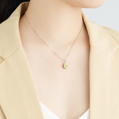 گردنبند طلا و جواهر نقره ای با ابعاد 1.1x0.8cm 5A 17.7 اینچ 2.9 گرم