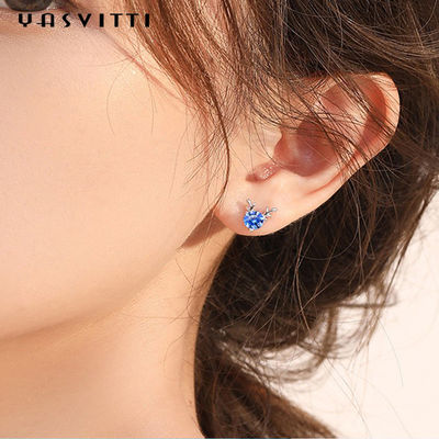 جواهرات کریسمس هدیه مد گوشواره گوزن کوچک شخصیت آبی سفید بدلیجات نقره ای گوشواره زنانه طلا و جواهر