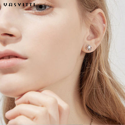 گوشواره گل میخ Lucky Flower Zircon Clover Crystal Diamond