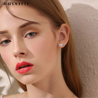 گوشواره گل میخ Lucky Flower Zircon Clover Crystal Diamond