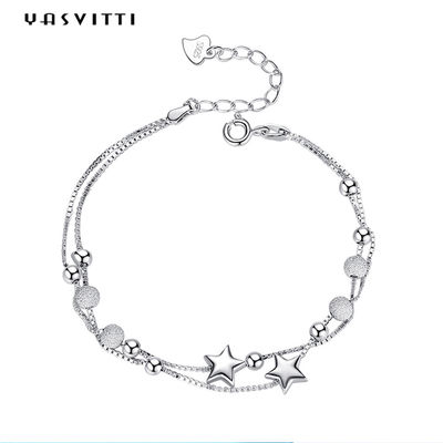 دستبند طلا و جواهر نقره ای 0.99 متری 0.14oz cZ دستبند طلا با چهار برگ رز